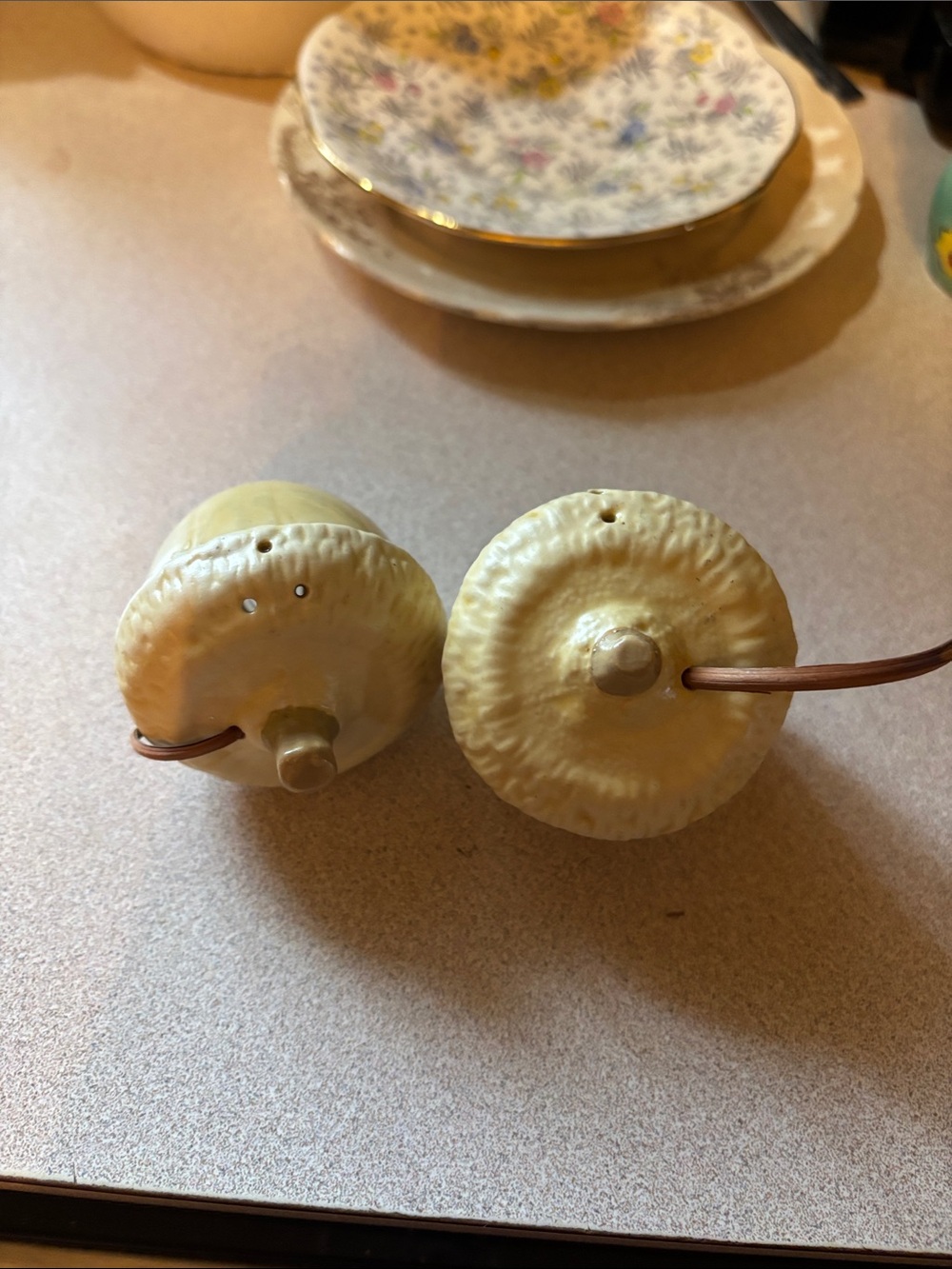 Vintage Yellow acorn Ceramic Salt and Pepper Shakers